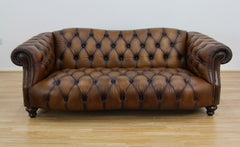 Lewis Montgomery 3 Seater Chesterfield Sofa Brown Antique leather