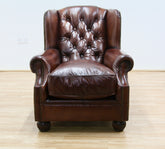 Oskar Wingback Armchair ,Brown Hand Antique Leather