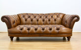 Bespoke Oskar Chesterfield 3 Seater Sofa in Buffalo Leather, Hand Antique