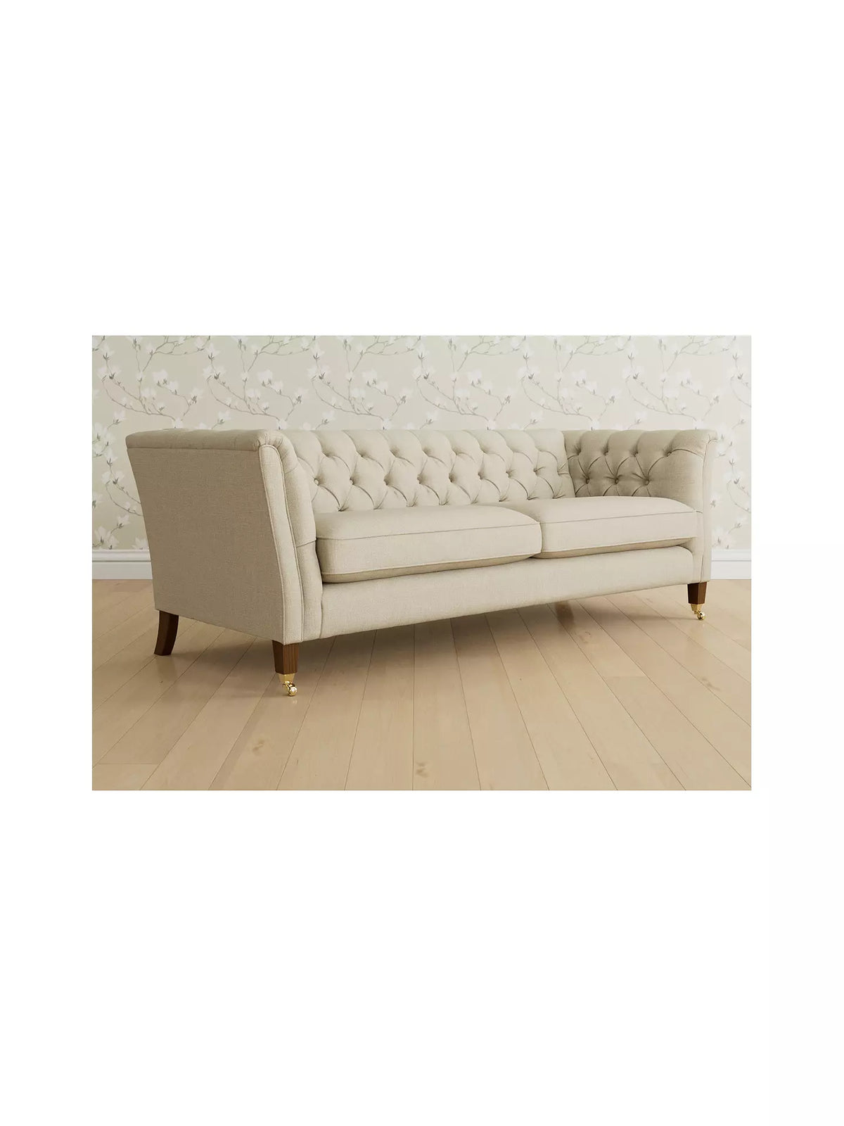 Laura Ashley Chatsworth Grand 4 Seater Sofa, Teak Leg, Wooton Natural