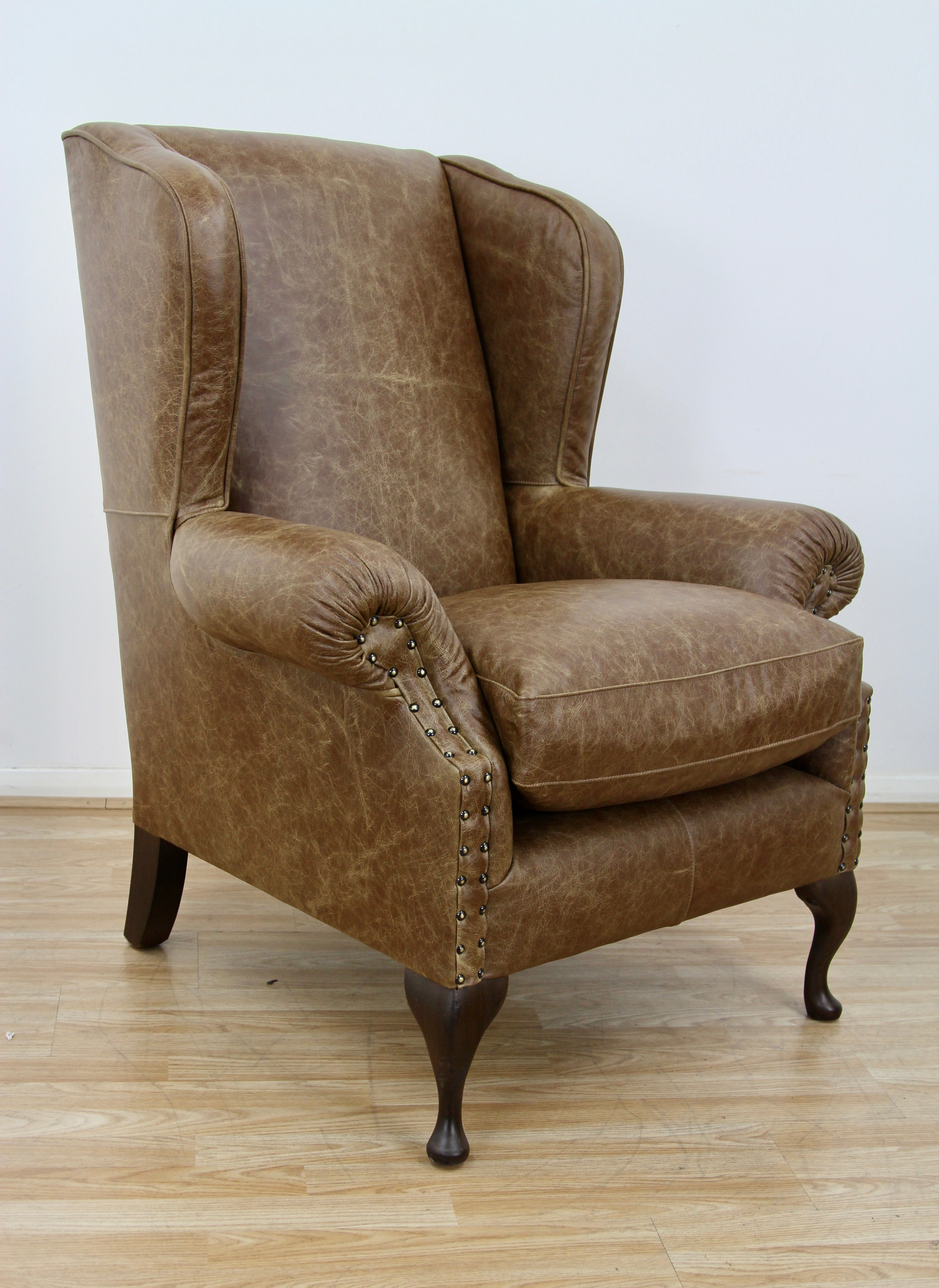 Compton Wingback Armchair Semi-Aniline Leather , Galveston Hide