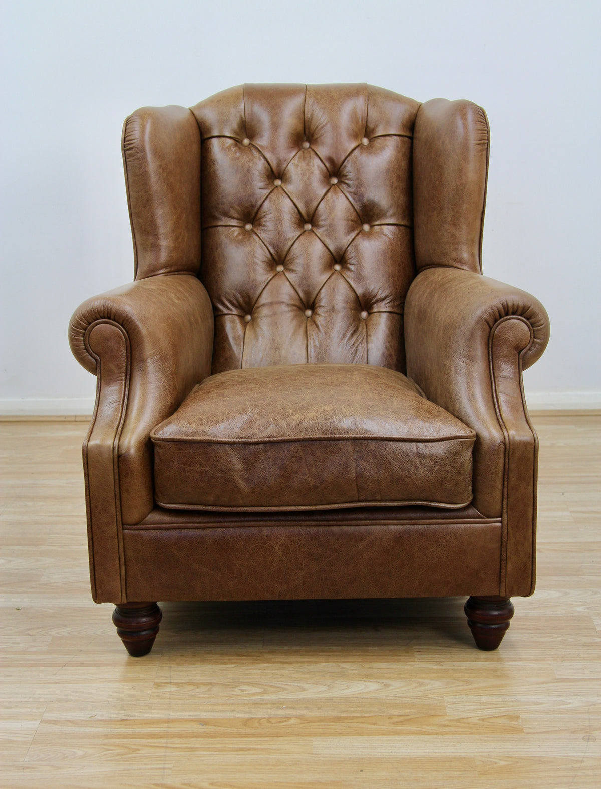 Claverdon  Wingback chair Semi-Aniline Leather, Galveston Hide