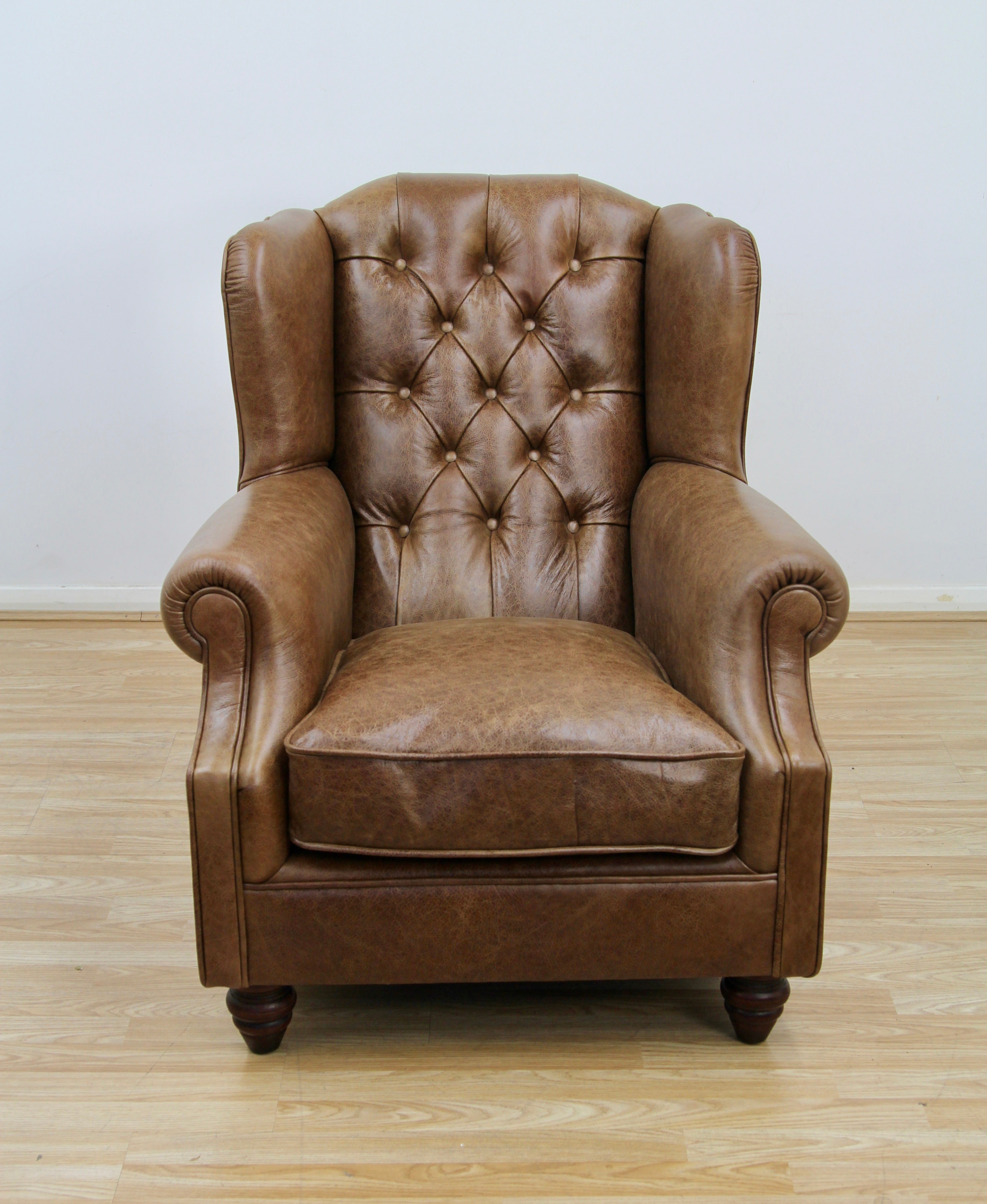 Claverdon  Wingback chair Semi-Aniline Leather, Galveston Hide