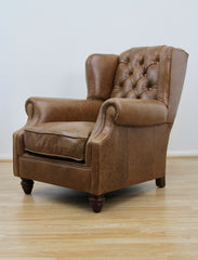 Claverdon  Wingback chair Semi-Aniline Leather, Galveston Hide