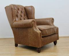 Claverdon  Wingback chair Semi-Aniline Leather, Galveston Hide