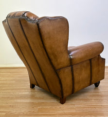 Oskar Leather Wingback Armchair Buffalo Hide Hand Antique