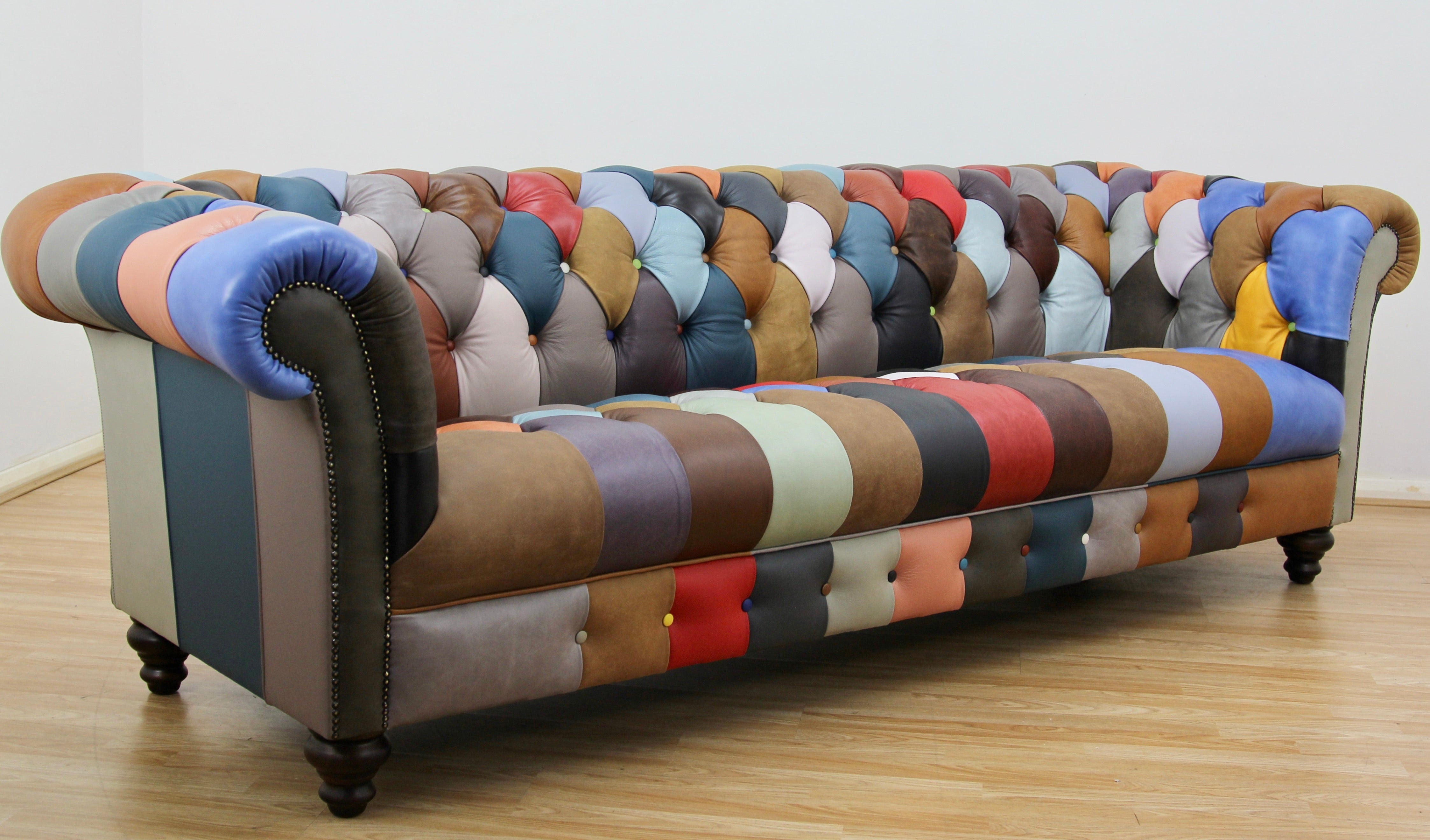 Bespoke 4 Seater Leather Chesterfield Patchwork Sofa