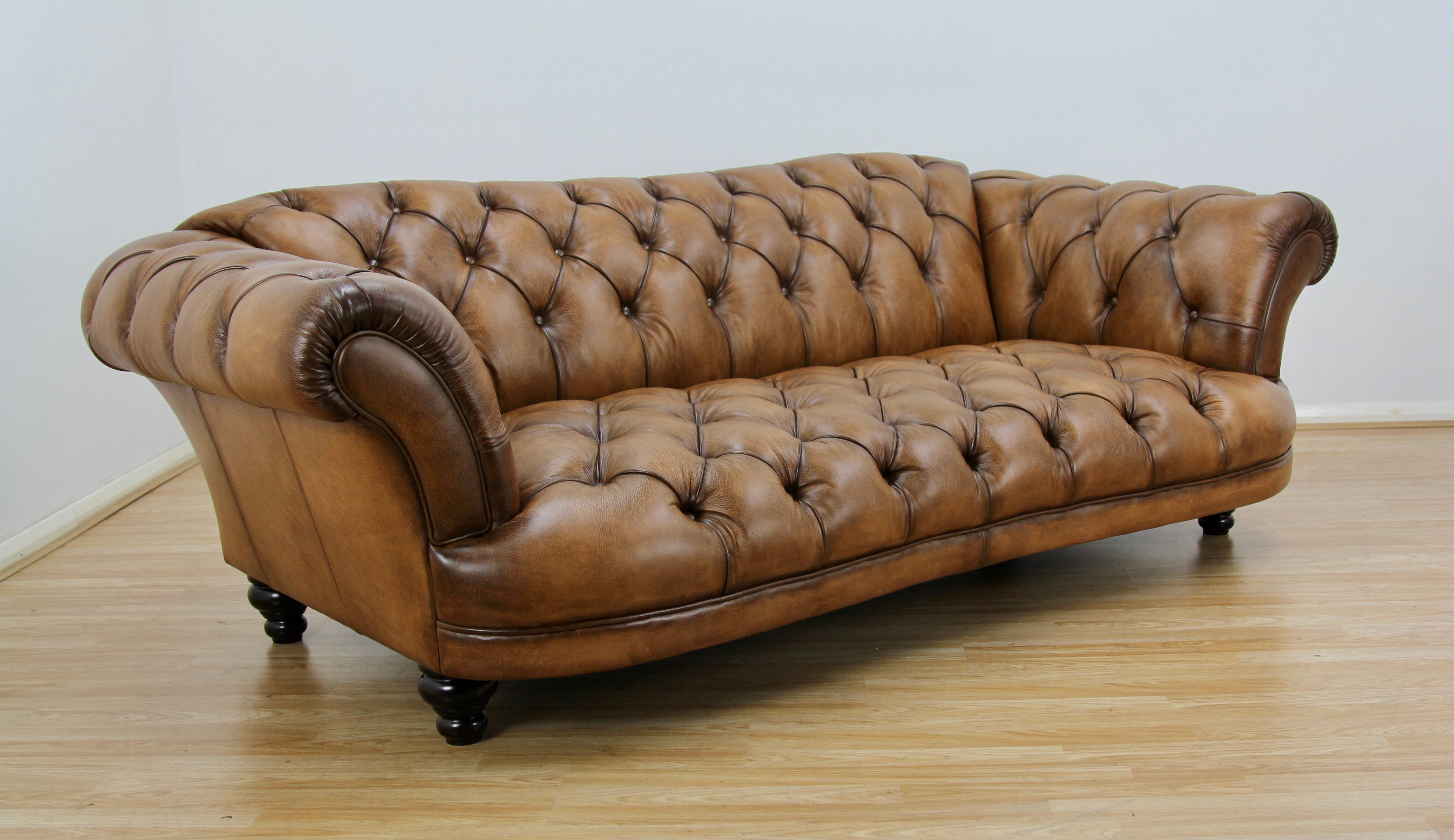 Bespoke Oskar Chesterfield 4 Seater Sofa in Buffalo Leather, Hand Antique