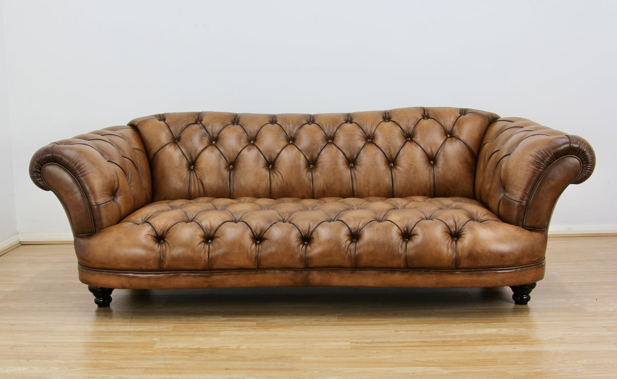 Bespoke Oskar Chesterfield 4 Seater Sofa in Buffalo Leather, Hand Antique