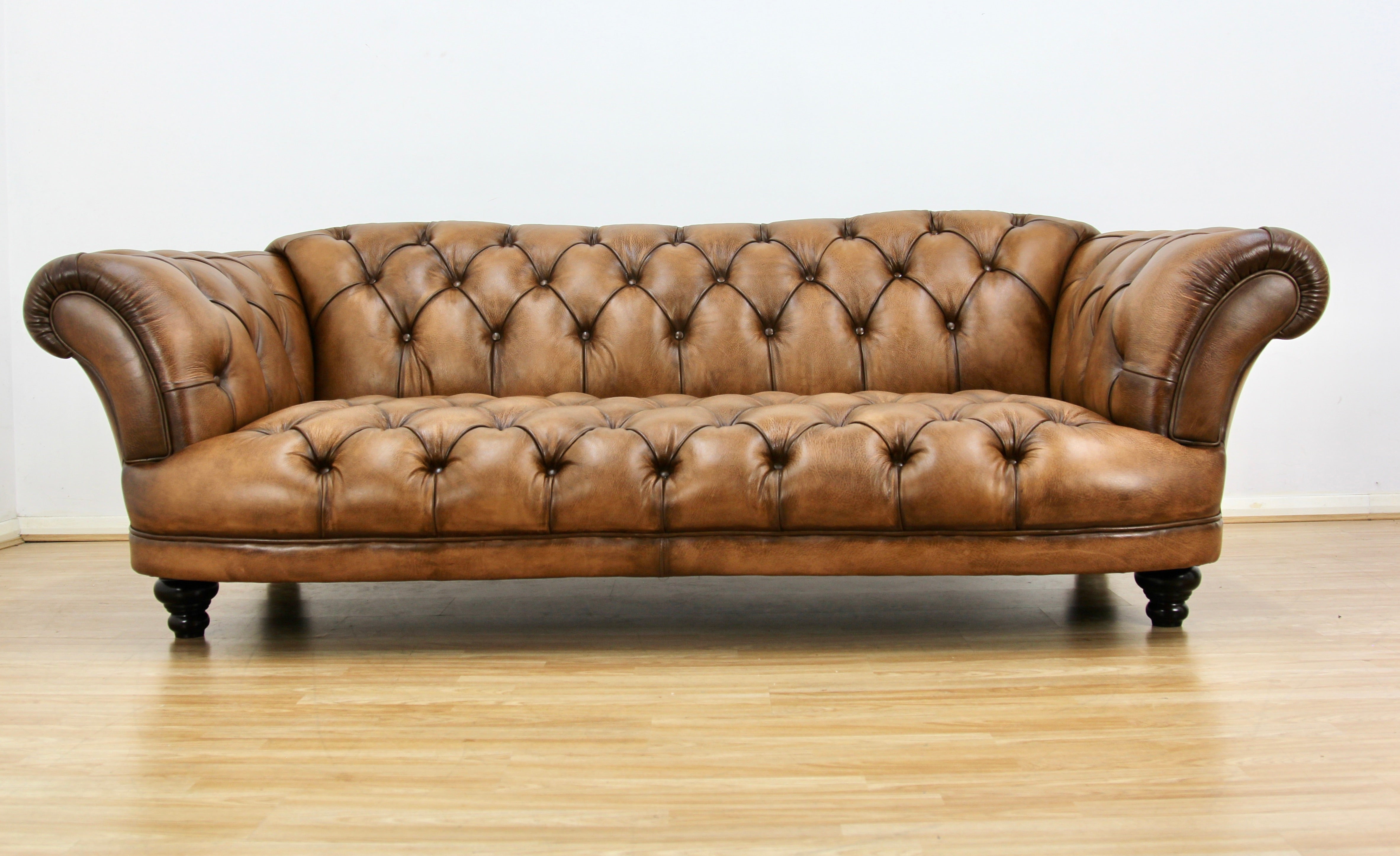 Bespoke Oskar Chesterfield 4 Seater Sofa in Buffalo Leather, Hand Antique